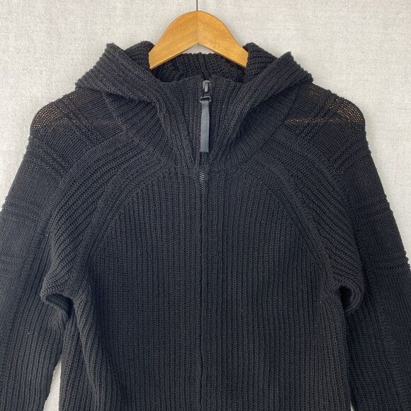 Helmut Lang Knit Hooded Zip Up Wool Sweater Jacket Long Small - Picture 2 of 8